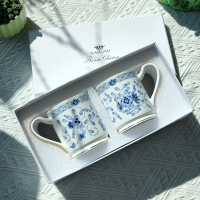 日本銘海Narumi米蘭系列骨瓷馬克杯雙杯禮盒套裝