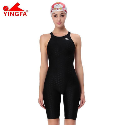 YINGFA英發 女式連身泳衣 Fina 認證 競技游泳 防水耐氯 馬褲型泳衣 訓練護膝