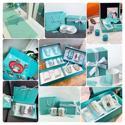 熱款直購#Tiffany TIFFAN杯子經典抹藍骨瓷陶瓷杯馬克杯對杯禮盒結婚禮物ins