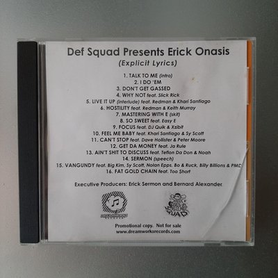 【裊裊影音】饒舌幫之艾瑞克歐納西斯Def Squad Presents Erick Onasis專輯-美版宣傳CD-夢工廠2000年發行
