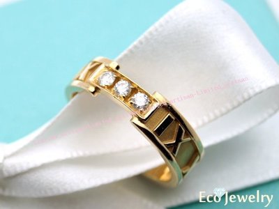 《Eco-jewelry》【Tiffany&amp;Co】 稀有款 羅馬數字鑲三鑽玫瑰金戒指~專櫃真品 未使用
