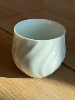 新 回流 螺旋紋白瓷茶杯