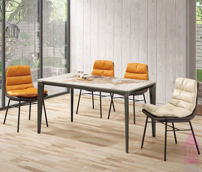 【X+Y】艾克斯居家生活館         現代餐桌椅系列-奢華 4.6尺鋁合金岩板餐桌.不含餐椅.黑砂鐵桌腳.摩登家具