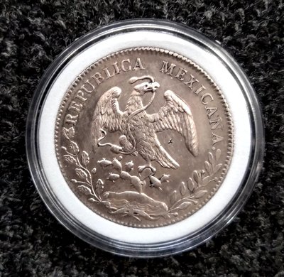 398-墨西哥1895年8雷爾鷹洋銀幣-戳