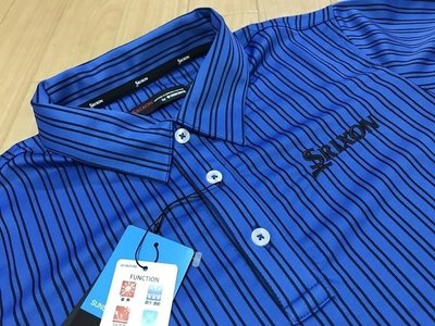 【涉谷GOLF精品】SRIXON 日本名牌 松山英樹代言 最新深藍前直黑線條短袖L號 保證真品 歡迎購買