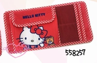 ♥小花花日本精品♥ Hello kitty凱蒂貓紅色網狀車用遮陽板置物袋收納袋 汽車必備必需品 88943107