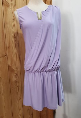 伊瑪琪 專櫃品牌 淺紫色 浪漫風假不規則袖造型洋裝