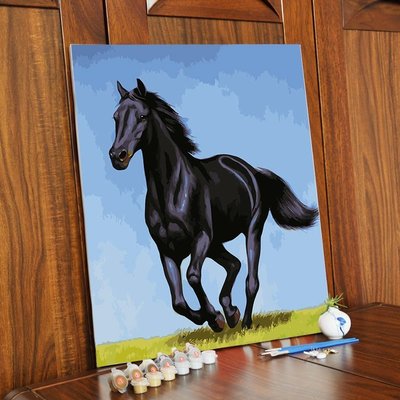 下殺-DIY數字油畫動物馬手繪填色油彩畫臥室客廳走廊裝飾畫掛畫 定制馬
