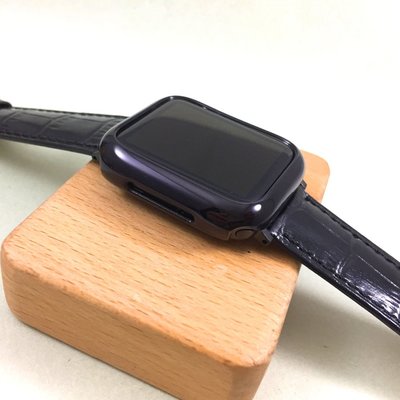Apple Watch 4代 代用錶帶加保護殼 義大利進口 牛皮 鱷魚竹節紋 錶帶 44mm
