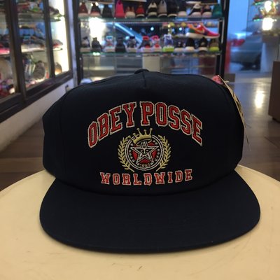 BEETLE PLUS 西門町經銷 全新 美國品牌 OBEY POSSE WORLD WODE SNAPBACK 世界和平 深藍 LOGO 後扣棒球帽