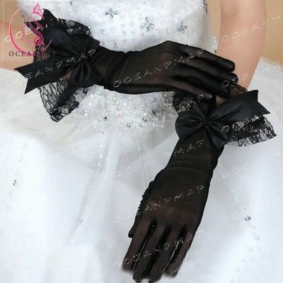 OCEANMAP 女人黑白婚禮當事人Cosplay配件手腕手套蕾絲手套網狀手套/多種顏色