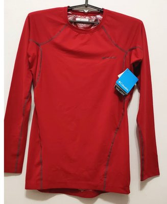 **六六挖寶趣** Columbia 哥倫比亞Omni-Heat 保暖衣、中層衣圓領紅色長袖上衣(S/P)(全新)