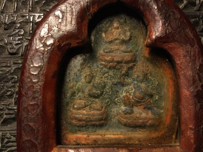 小西藏 藏傳佛教聖物 三怙主老嘎屋掛件 原件 殊勝老件 開門