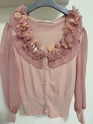 歐洲設計師款玫瑰粉色Blugirl Kookai 0918 款花版絲質小外套