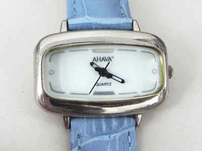 女錶 [AHAVA-1603] AHAVA-女錶,中性錶,超厚玻璃 水藍皮帶