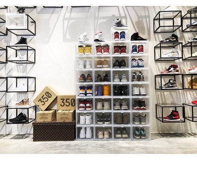 現貨|GOTO高幫AJ鞋子收納盒透明鞋盒可視鞋柜整理箱磁鐵亞克力裝鞋神器