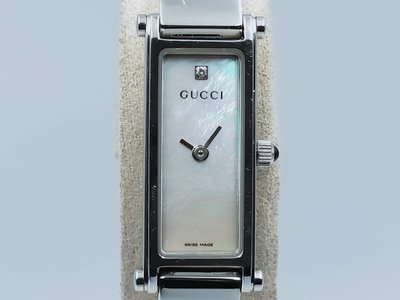 【發條盒子H1500】GUCCI 古馳 貝殼鑽面 不銹鋼石英 經典手環錶 1500L