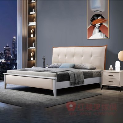 [紅蘋果傢俱] 簡約系列 MX-A833 床架 實木床架 雙人床架 雙人加大 環保水性漆 布床 科技布