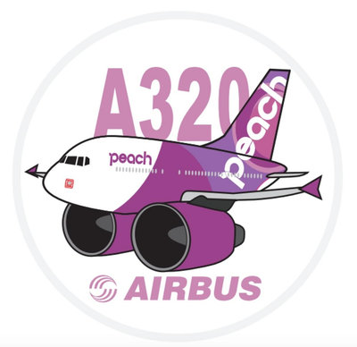 RBF現貨  PEACH A320 7CM STICKER 貼紙 S-C-320-MM