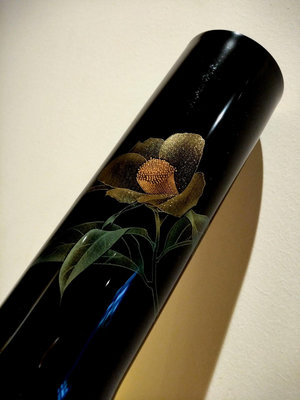z全新原包裝盒，日本大漆手繪花瓶竹節式銅胎漆器花瓶花器，重寶涂