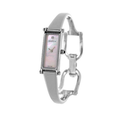 GUCCI YA015554 古馳 手錶 30×12mm 粉紅色貝殼面盤 不鏽鋼錶帶 手環錶 女錶