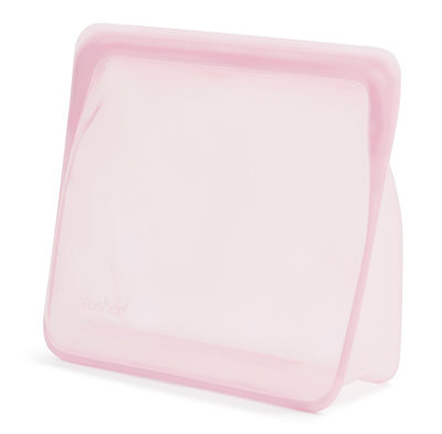 ☘小宅私物 ☘ 美國 Stasher 站站型(大) - 粉紅 環保按壓式 矽膠密封袋 食物袋 保鮮袋 夾鏈袋 收納袋