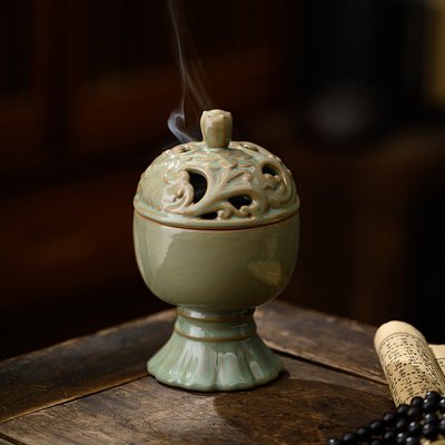 中式禪意博山仿古爐家用室內香道陶瓷擺件創意沉香檀香盤香熏香爐