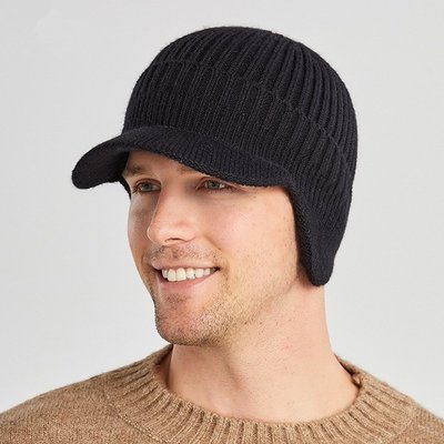 冬天帽子男士加厚毛線帽 歐美秋冬季戶外保暖護耳針織帽