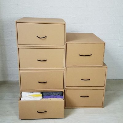 環保三層4層特大牛皮紙抽屜收納盒紙質收納箱整理箱抽屜式收納盒~特價