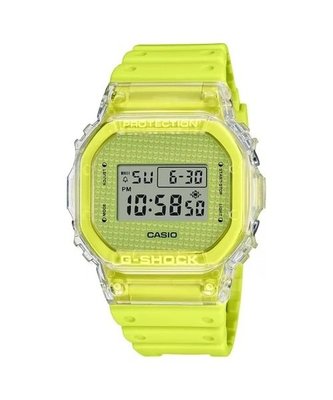 全新台灣卡西歐公司貨 G-SHOCK 限量 日本扭蛋系列 鮮豔色彩透明電子錶 DW-5600GL-9D 螢光黃 歡迎詢問
