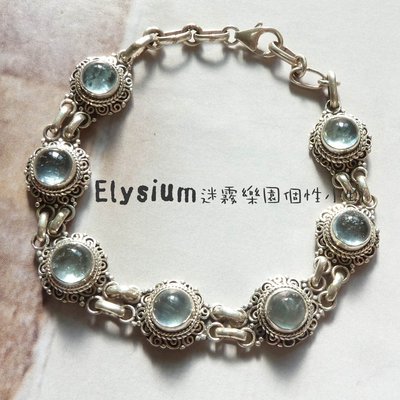Elysium‧迷霧樂園〈LAQ002A〉尼泊爾‧圓形 7顆 海藍寶/海水藍寶925銀 手鍊/手環
