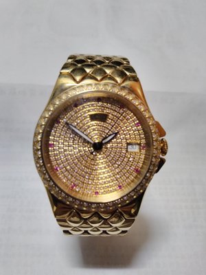 HOGA王室閃亮金色機械男錶3.8cm，錶帶有裁過少2節