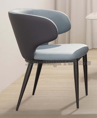 【N D Furniture】台南在地家具-黑砂鐵金屬腳架曲背透氣皮/科技布餐椅(藍色/橘色)YH