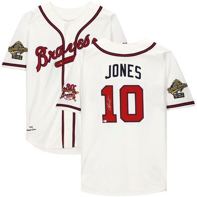 Chipper Jones Atlanta Braves 簽名白色 Mitchell &amp; Ness 正宗球衣 - 狂熱的-master衣櫃3