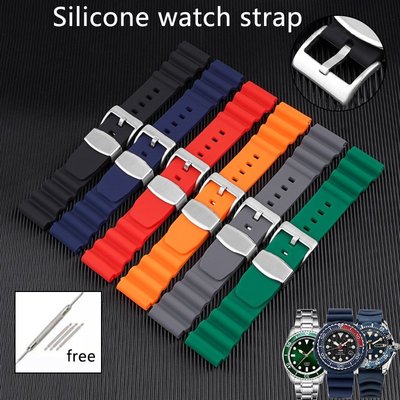 20mm 22mm Soft Silicone Rubber Watch Strap for Seiko SKX007