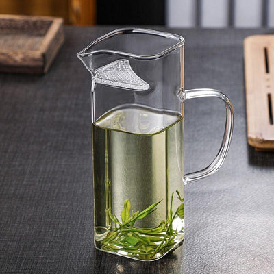 高硼硅玻璃方形月牙杯綠茶杯四方分茶器家用玻璃泡茶杯玻璃公道杯