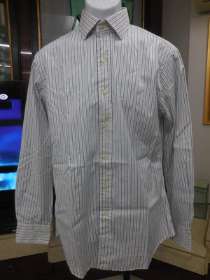 (二手)Polo Ralph Lauren 正式款藍白條紋長袖襯衫(15.5)(B354)