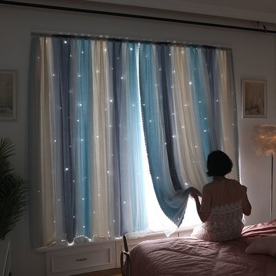新品 網紅款遮光布魔術粘貼式窗簾臥室免打孔安裝小窗戶自粘房間免安裝^特價特賣
