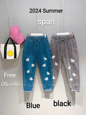 【莉莎小屋】💝正韓 Korea 春款新品(代購)✈多蝴蝶結牛仔褲👚👖TS0508
