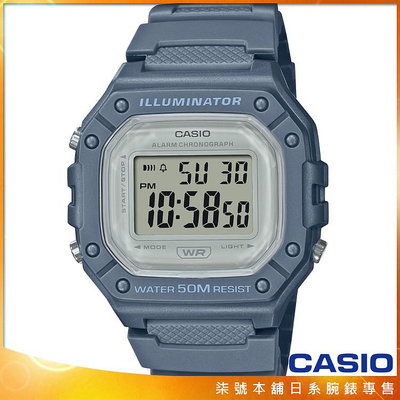 【柒號本舖】CASIO 卡西歐多功能粉系大型電子錶-粉藍 # W-218HC-2A (台灣公司貨)