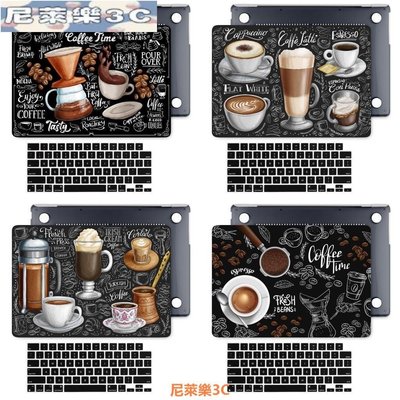 （尼萊樂3C）光面咖啡打印筆電殼系列 Macbook保護殼 適用新款M2 M1芯片Air Pro13吋A2681 A23