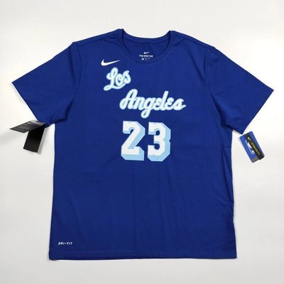 熱銷 洛杉磯湖人隊復古詹姆斯23號籃球球迷籃球運動短袖T恤藍色秋秋生活館 可開發票