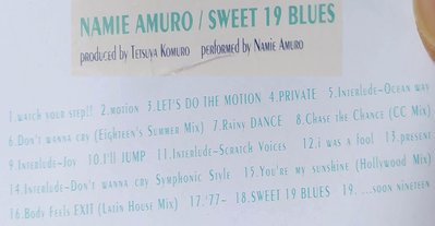 二手專輯[安室奈美惠NAMIE AMURO   Sweet 19Blues]1膠盒+1寫真歌詞本+1CD，1996年出版