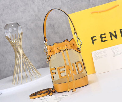 波妞的小賣鋪 芬迪 FENDI mon tresor bag 透明網紗字母水桶包·