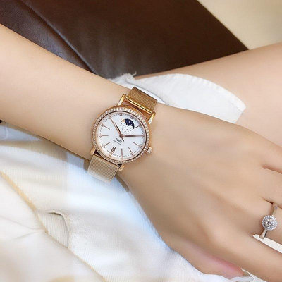 二手全新萬國手錶 柏濤菲諾系列 18K玫瑰金 石英機芯腕錶，全鋼錶殼鑲嵌施華洛水晶鑽 直徑37mm