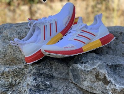 Adidas Ultra Boost DNA 巴塞羅 白紅 透氣 時尚 運動 跑步 休閑慢跑鞋 FY2896