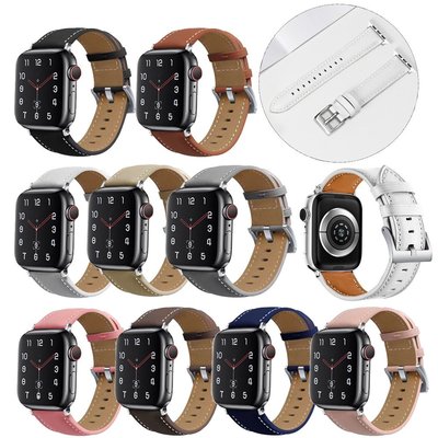 森尼3C-蘋果手錶錶帶真皮 apple watch復古車線頭層牛皮錶帶 百搭-品質保證