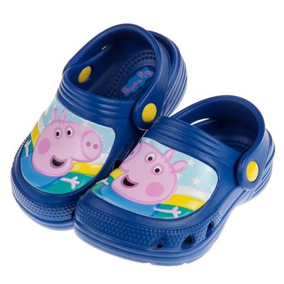 童鞋(15~20公分)粉紅豬小妹開心喬治豬藍色兒童布希鞋A8K055B