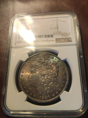 五彩包漿美國1887年摩根銀幣（自藏）64338