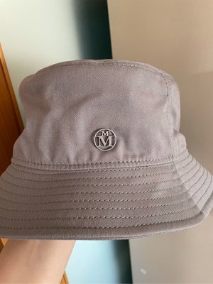全新真品MAISON MICHEL Jason Bucket Hat 徽標 灰色棉質 漁夫帽